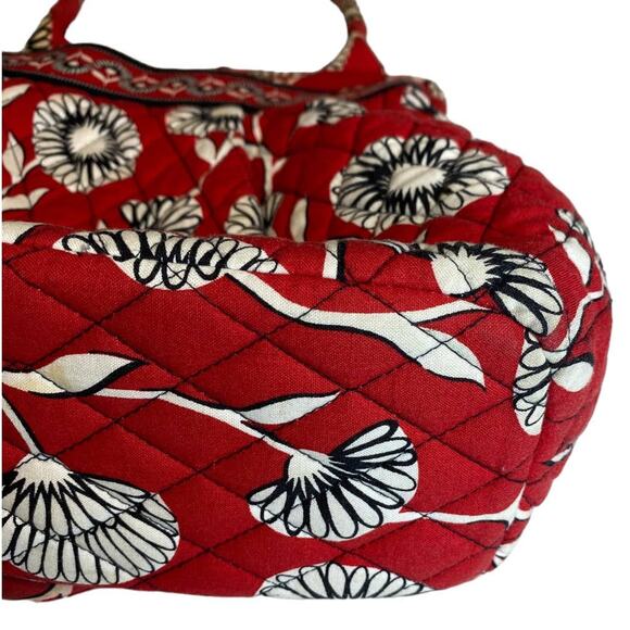 Vera Bradley Deco Daisy Frame Purse with Houndstooth Interior Black & Red - Picture 8 of 9